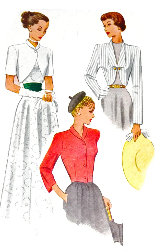 1948 McCall 7190 Vintage Sewing Pattern for 1940s Boleros