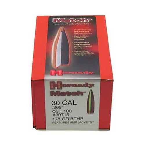 30 Caliber Bullets - .308" 178gr BTHP Match -100