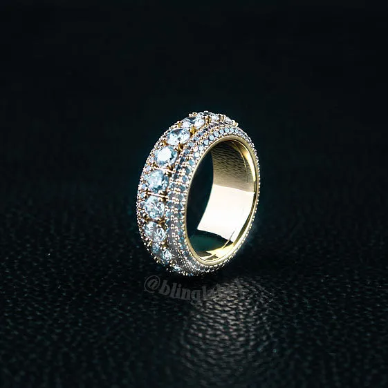 5 Rows Brilliant Cut Exquisite Ring in Gold (Spinnable)