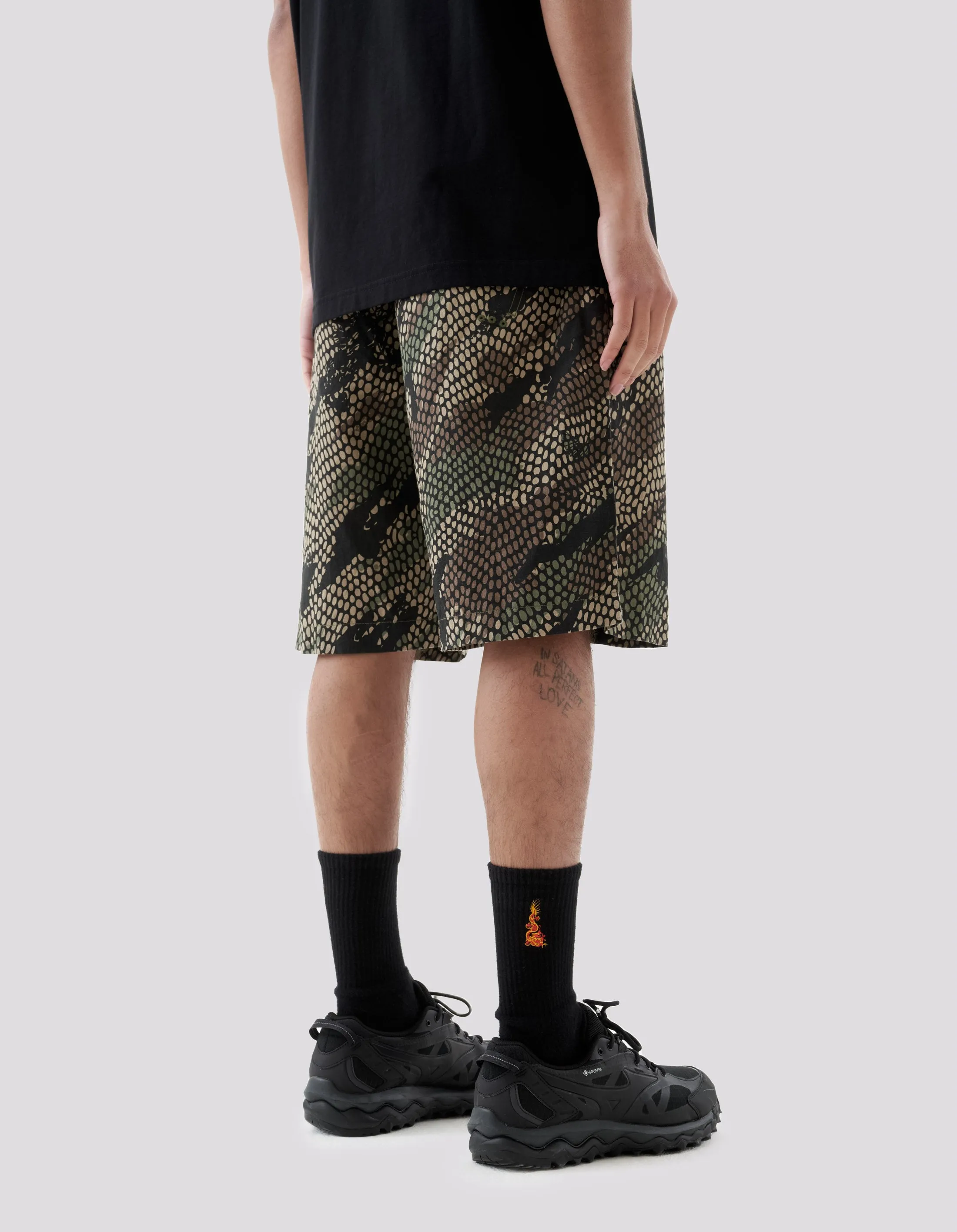 5072 Camo Hemp Loose Track Shorts Woodland