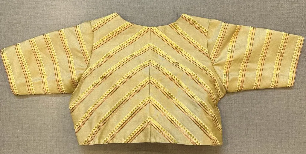 50W495-RO - Exquisite Gold Stripped Embroidered Blouse