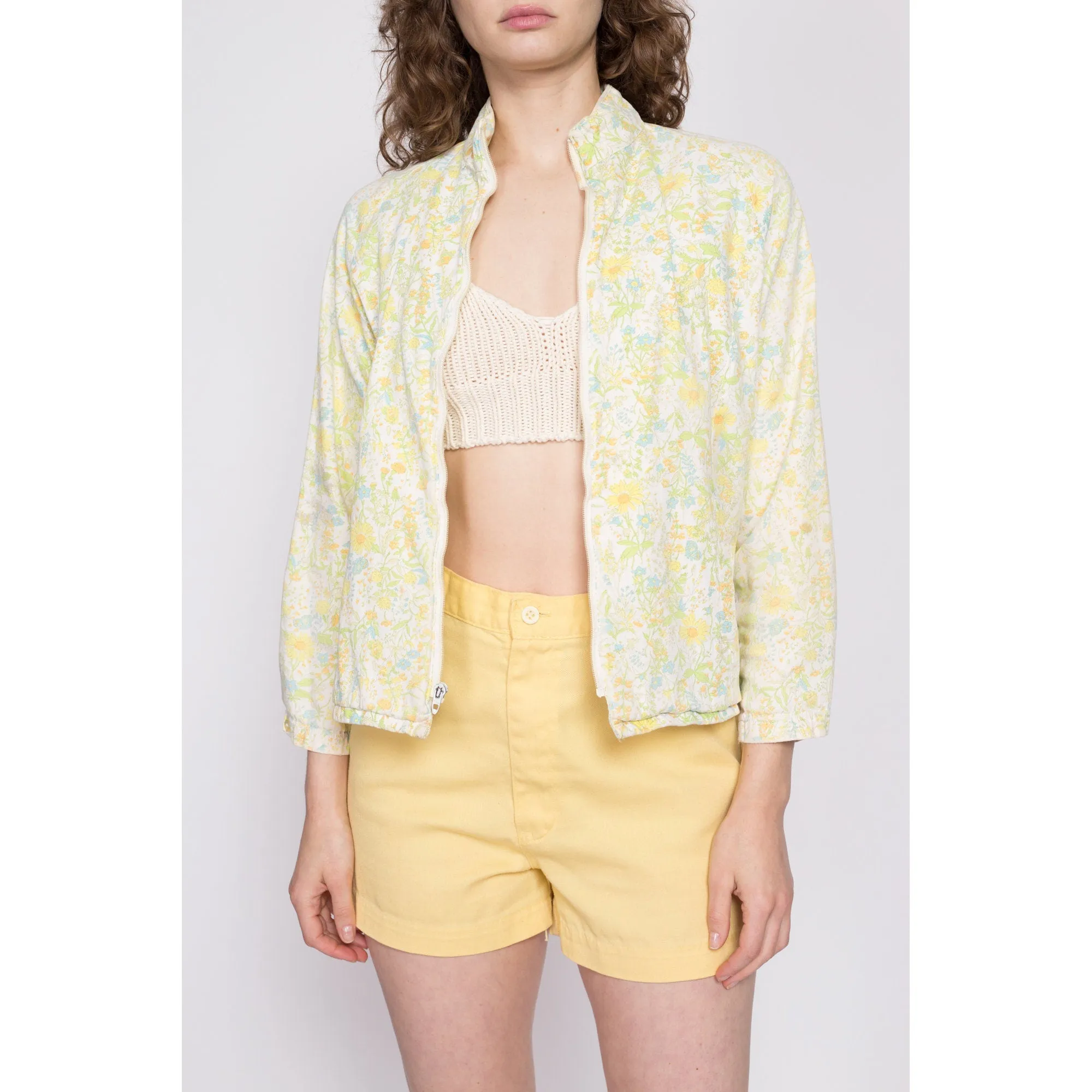 70s Daisy Flower Power Jacket - Petite Medium