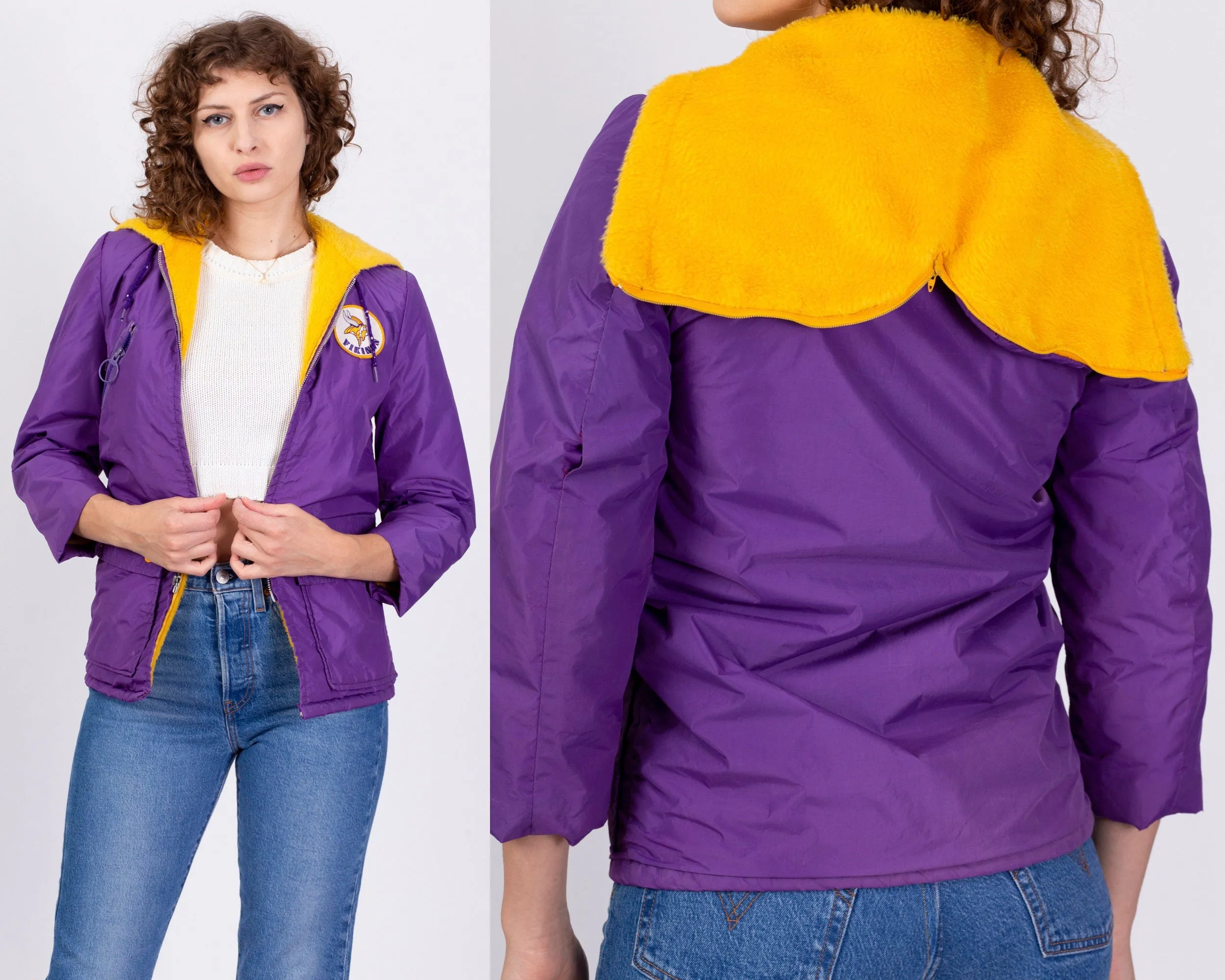 80s Minnesota Vikings Hooded Jacket - Petite XXS