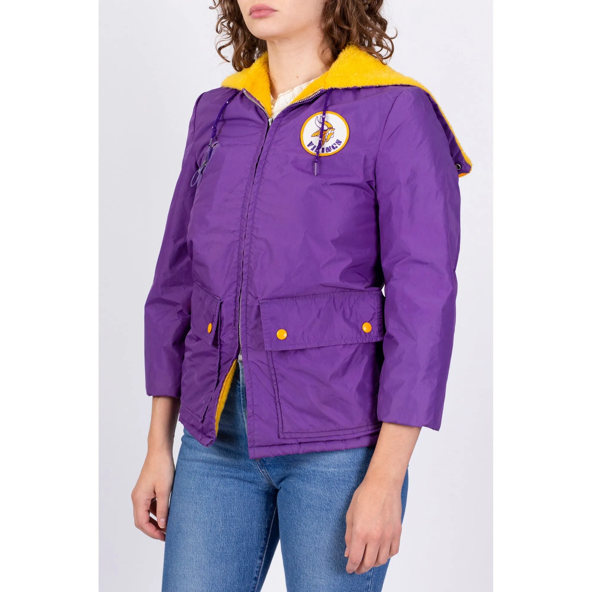 80s Minnesota Vikings Hooded Jacket - Petite XXS