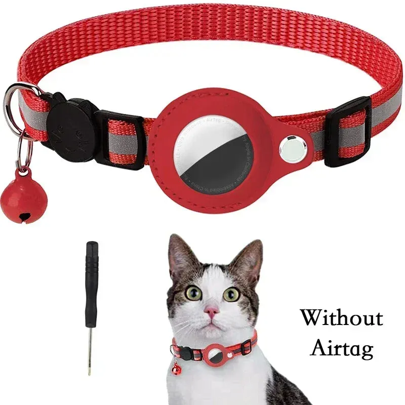 Anti-Lost Cat Collar with AirTag Holder: Durable Comfort, Reflective Safety, Bell Alert - Keep Your Cat Connected & Cozy