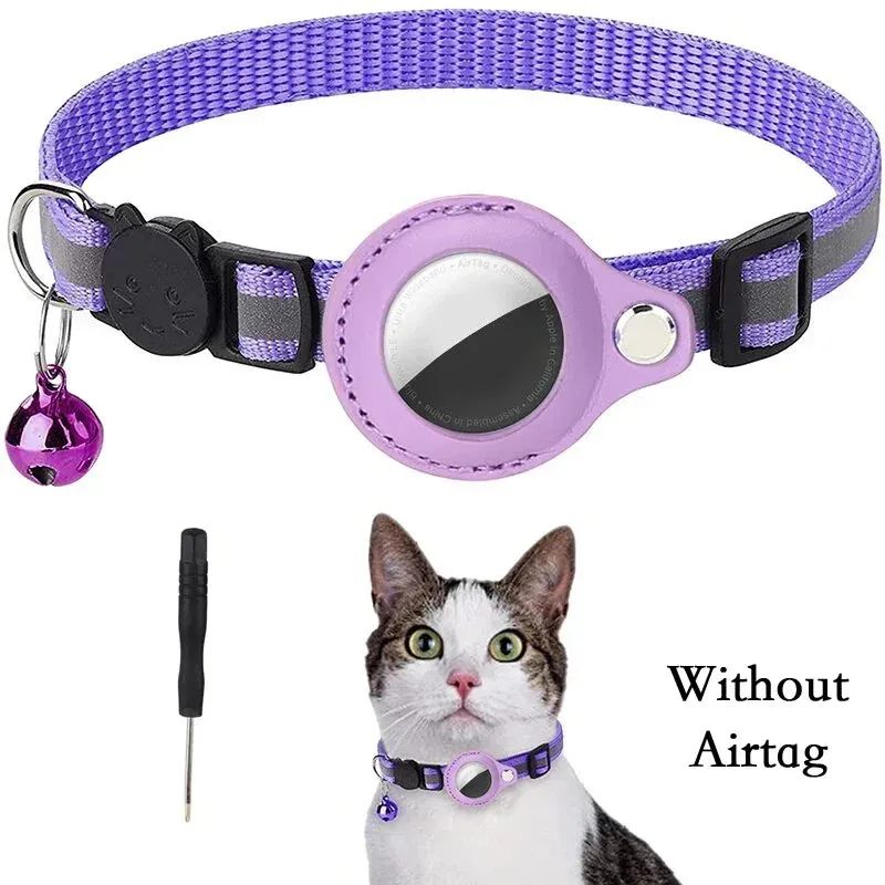 Anti-Lost Cat Collar with AirTag Holder: Durable Comfort, Reflective Safety, Bell Alert - Keep Your Cat Connected & Cozy