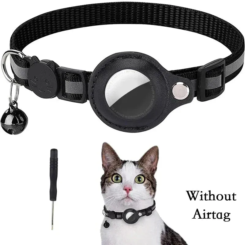 Anti-Lost Cat Collar with AirTag Holder: Durable Comfort, Reflective Safety, Bell Alert - Keep Your Cat Connected & Cozy