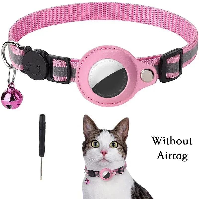 Anti-Lost Cat Collar with AirTag Holder: Durable Comfort, Reflective Safety, Bell Alert - Keep Your Cat Connected & Cozy