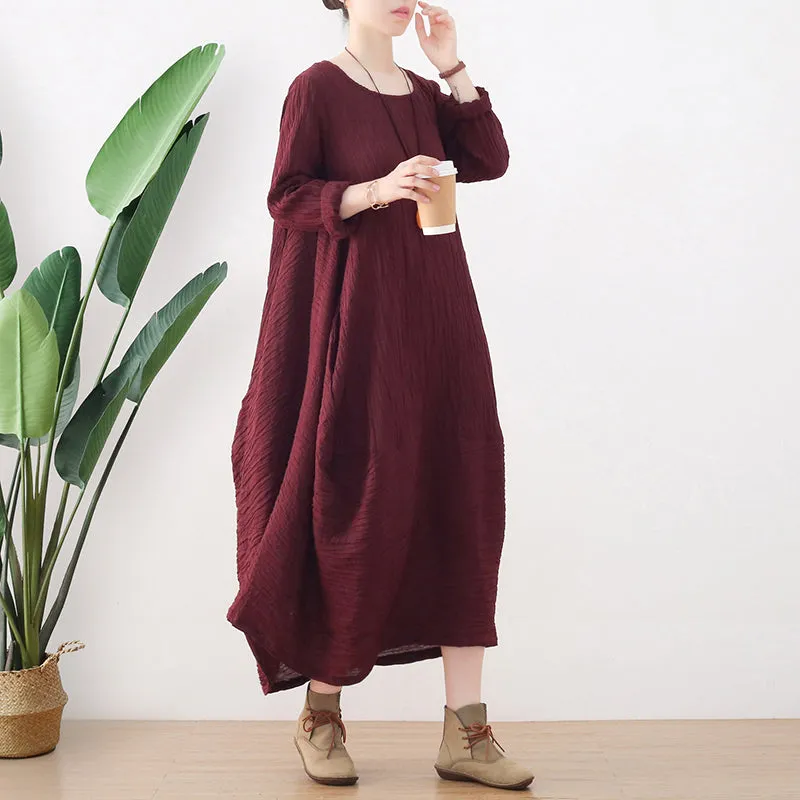 Autumn Retro Irregular Cotton Loose Dress