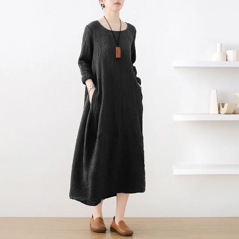 Autumn Retro Irregular Cotton Loose Dress