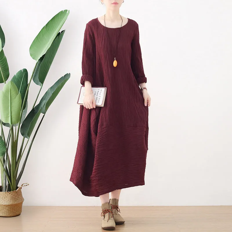 Autumn Retro Irregular Cotton Loose Dress