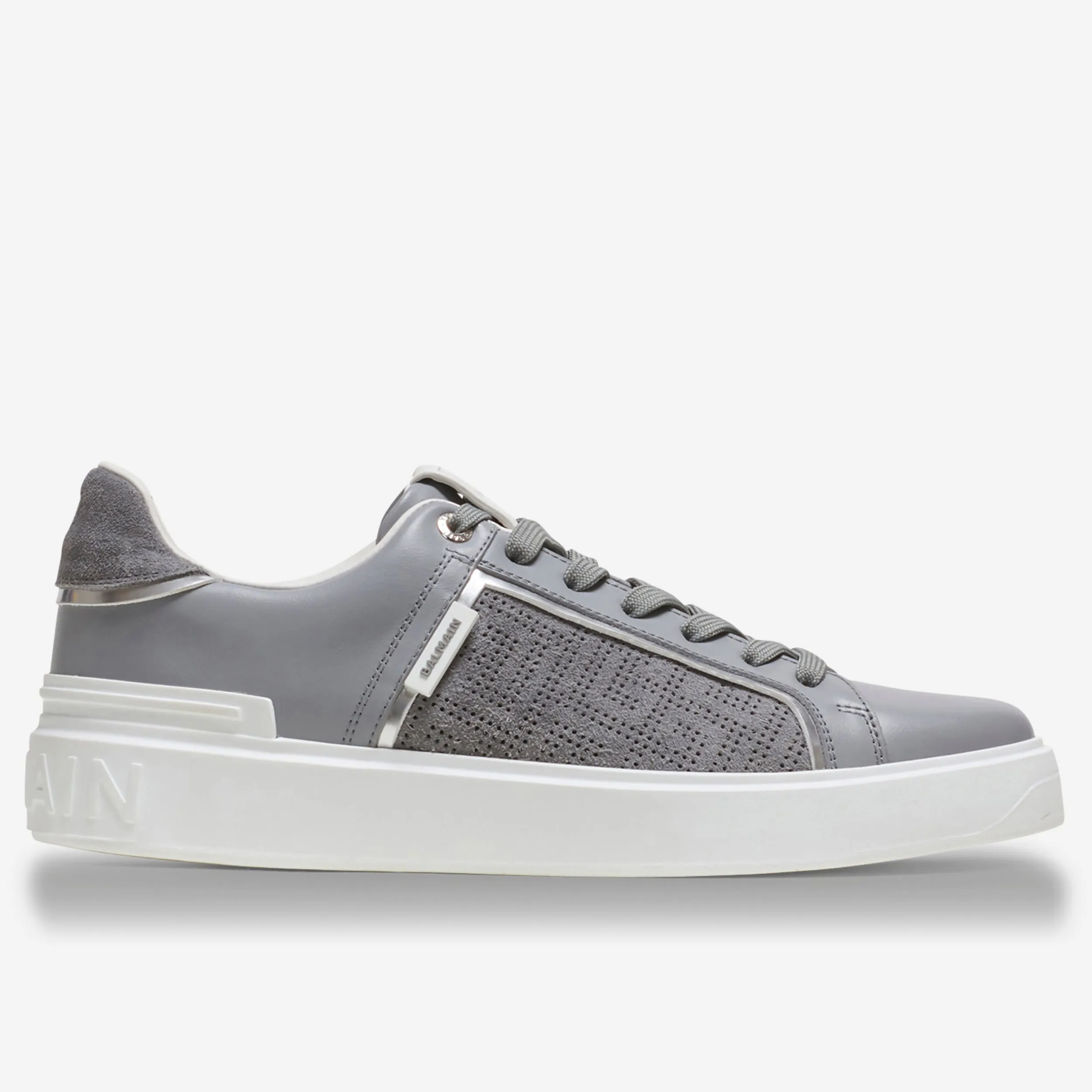 Optimized Title: Luxurious Balmain B-Court Leather Sneakers with Perforated Monogram Design