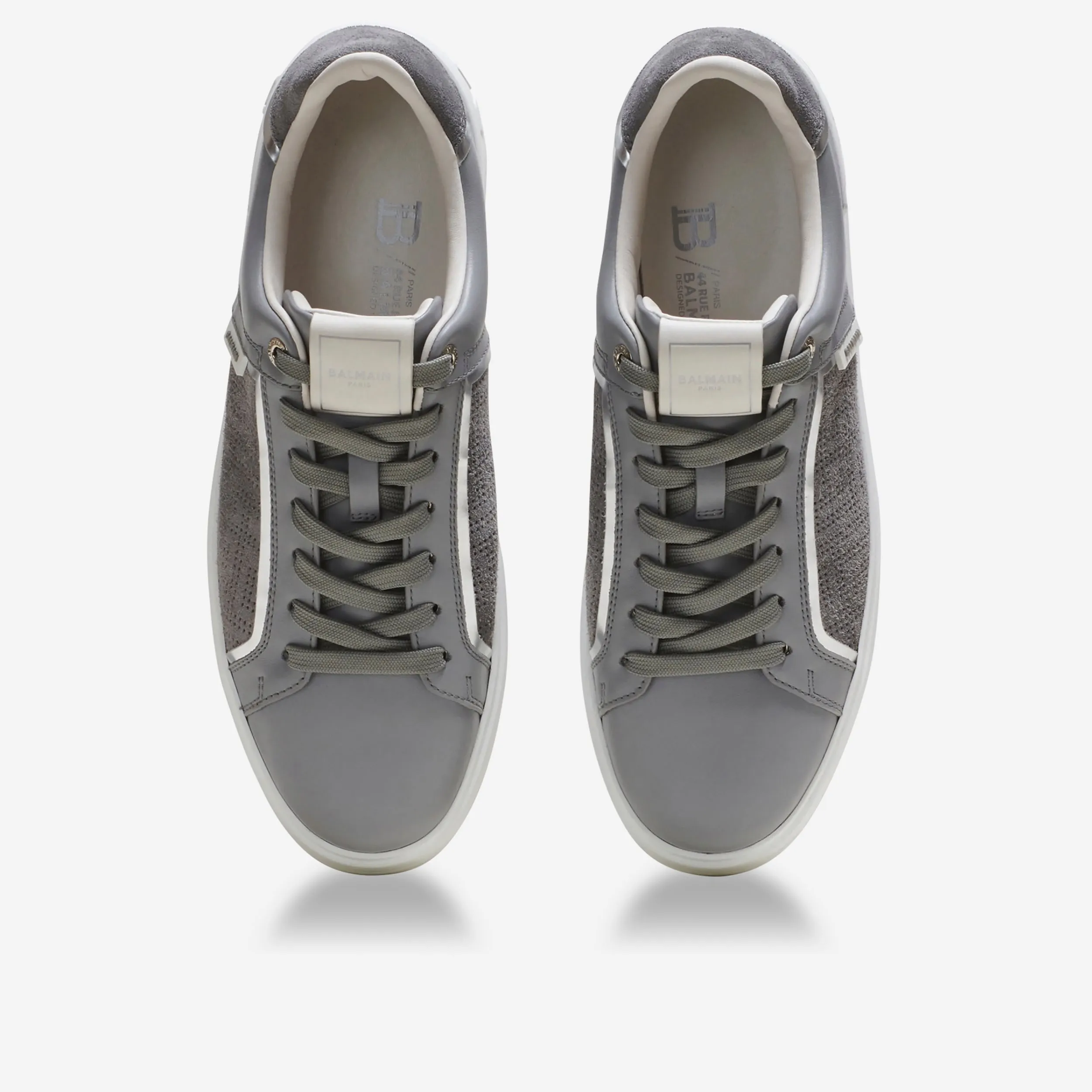 Optimized Title: Luxurious Balmain B-Court Leather Sneakers with Perforated Monogram Design