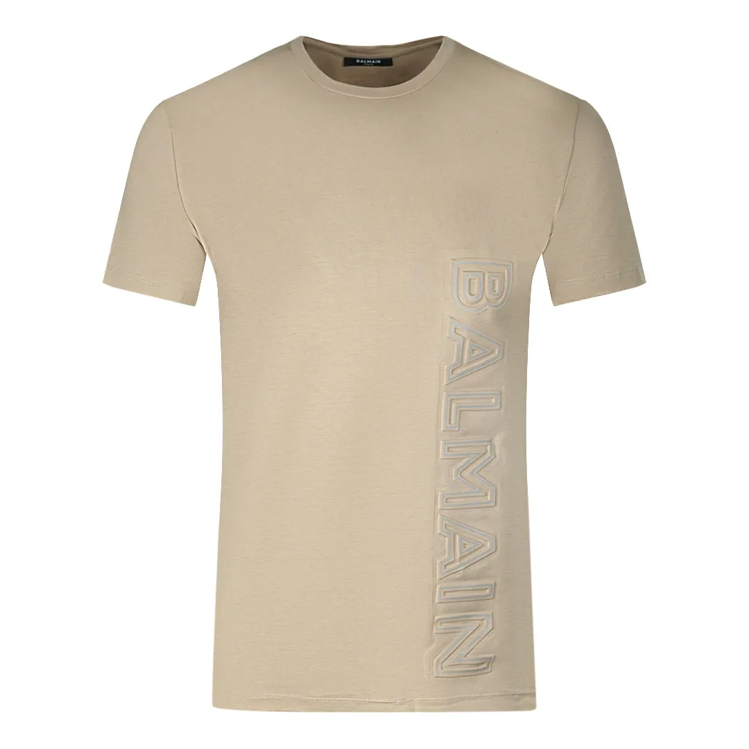 Balmain Brand Embossed Logo Sand T-Shirt