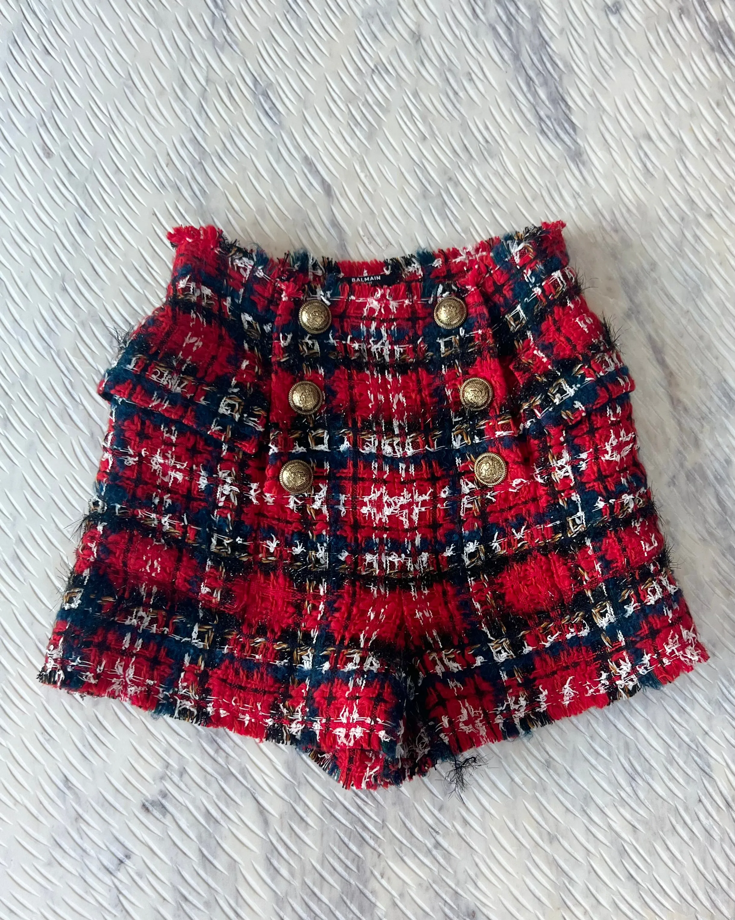 Balmain Button Detail Tweed Shorts