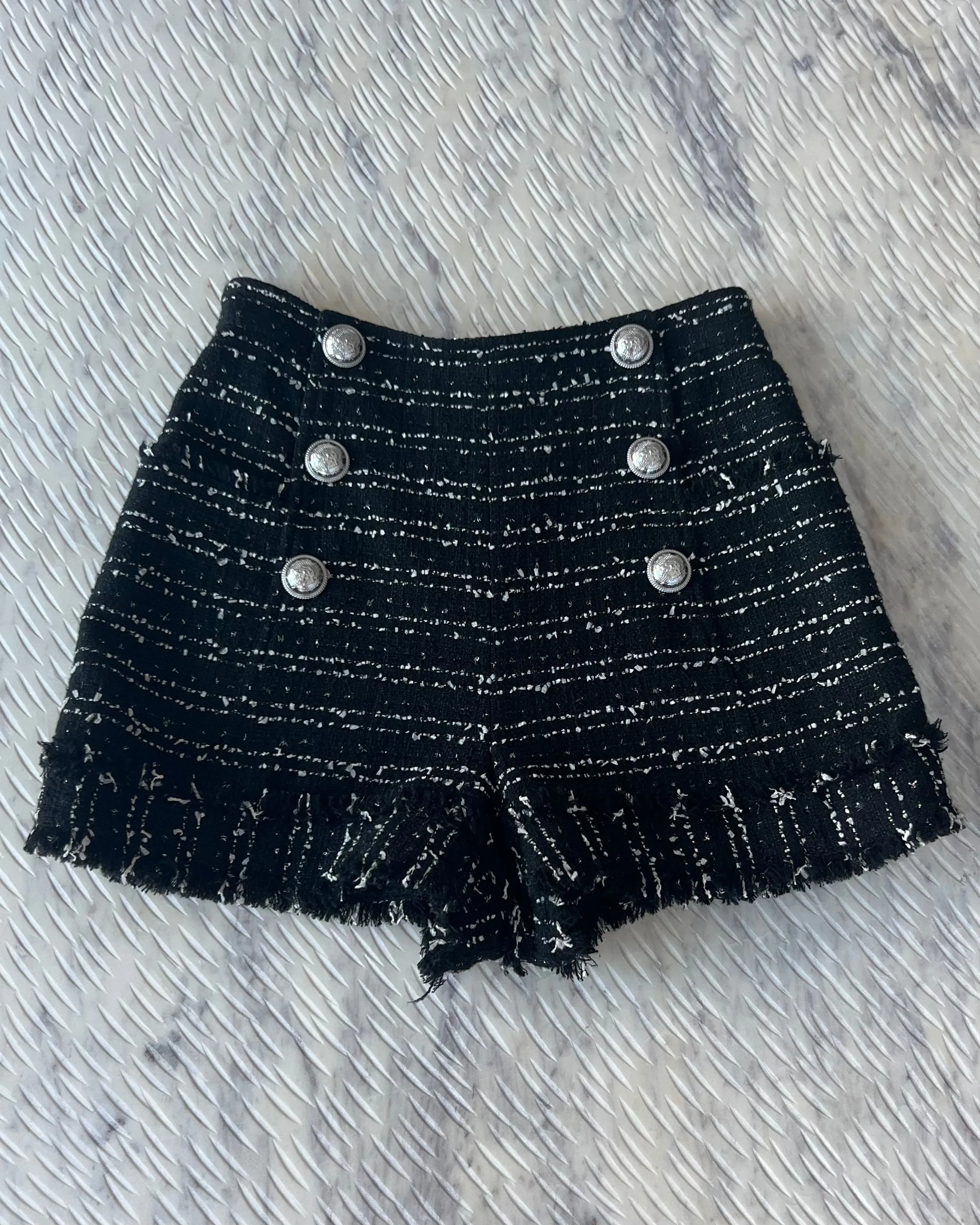 Balmain Button Detail Tweed Shorts