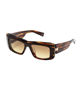 Balmain Unisex Brown Rectangular Sunglasses