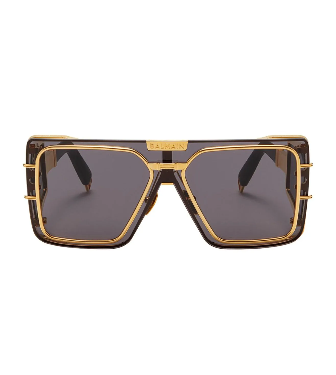 Balmain Unisex Dark Grey Oversized Sunglasses