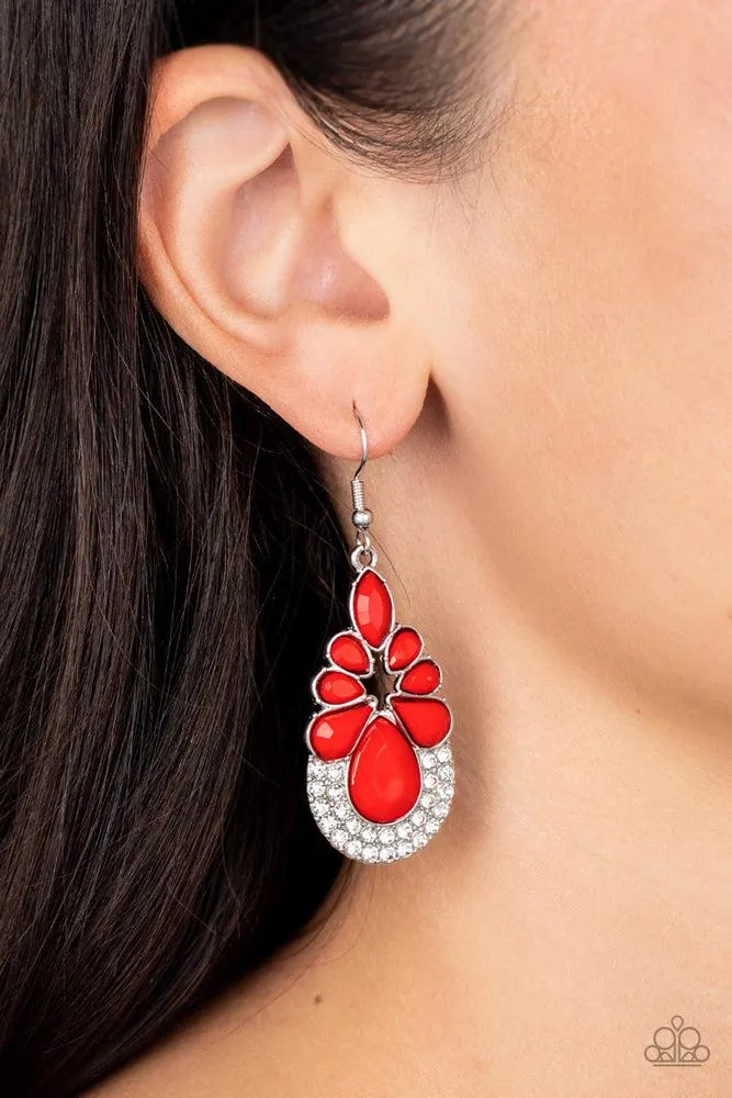 Beachfront Formal Red Earrings - Paparazzi Accessories