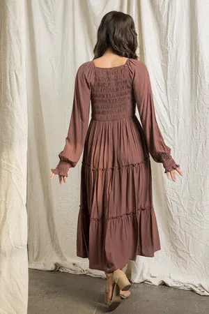 Bella Elegant Dress in Dark Mauve