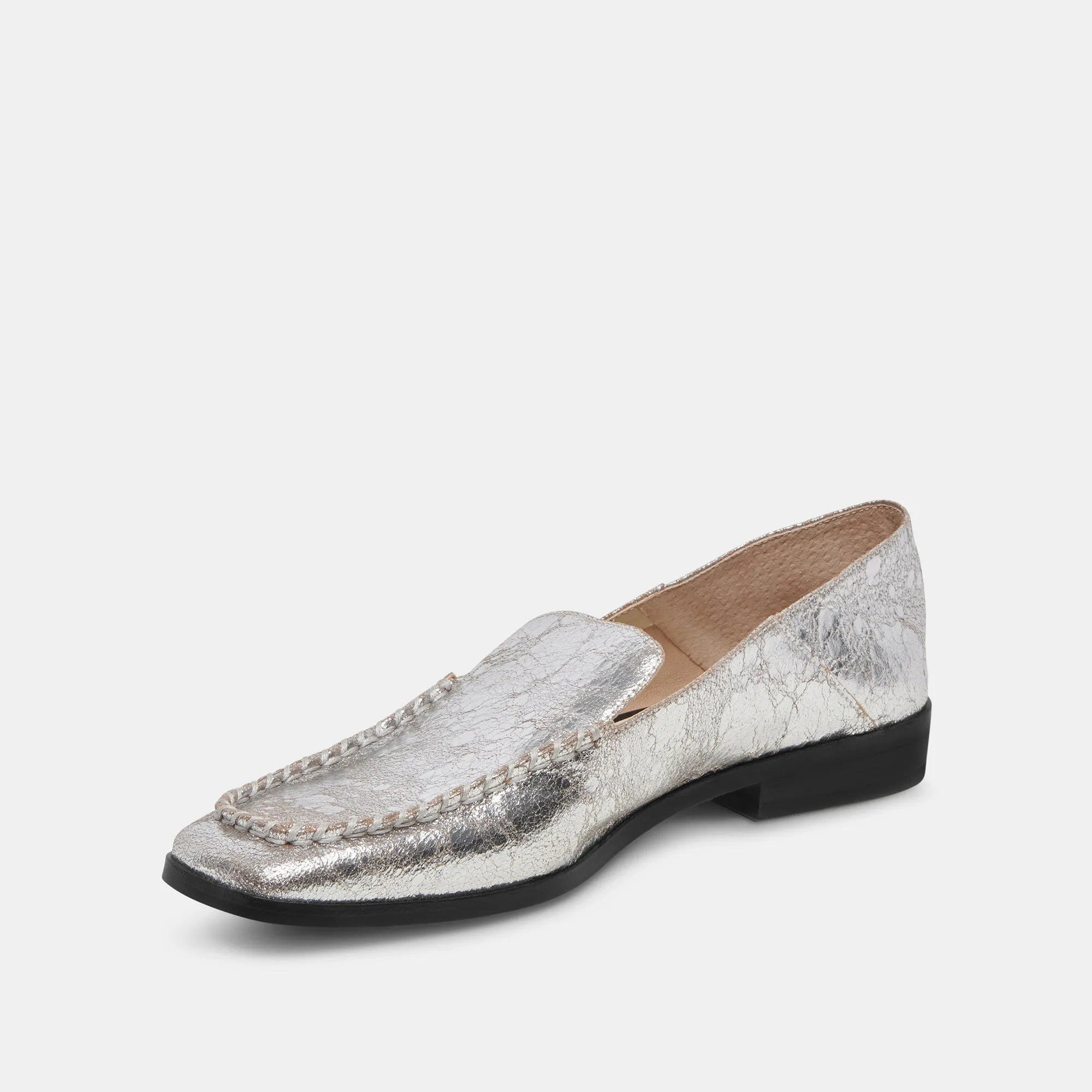 BENY FLATS SILVER DISTRESSED LEATHER