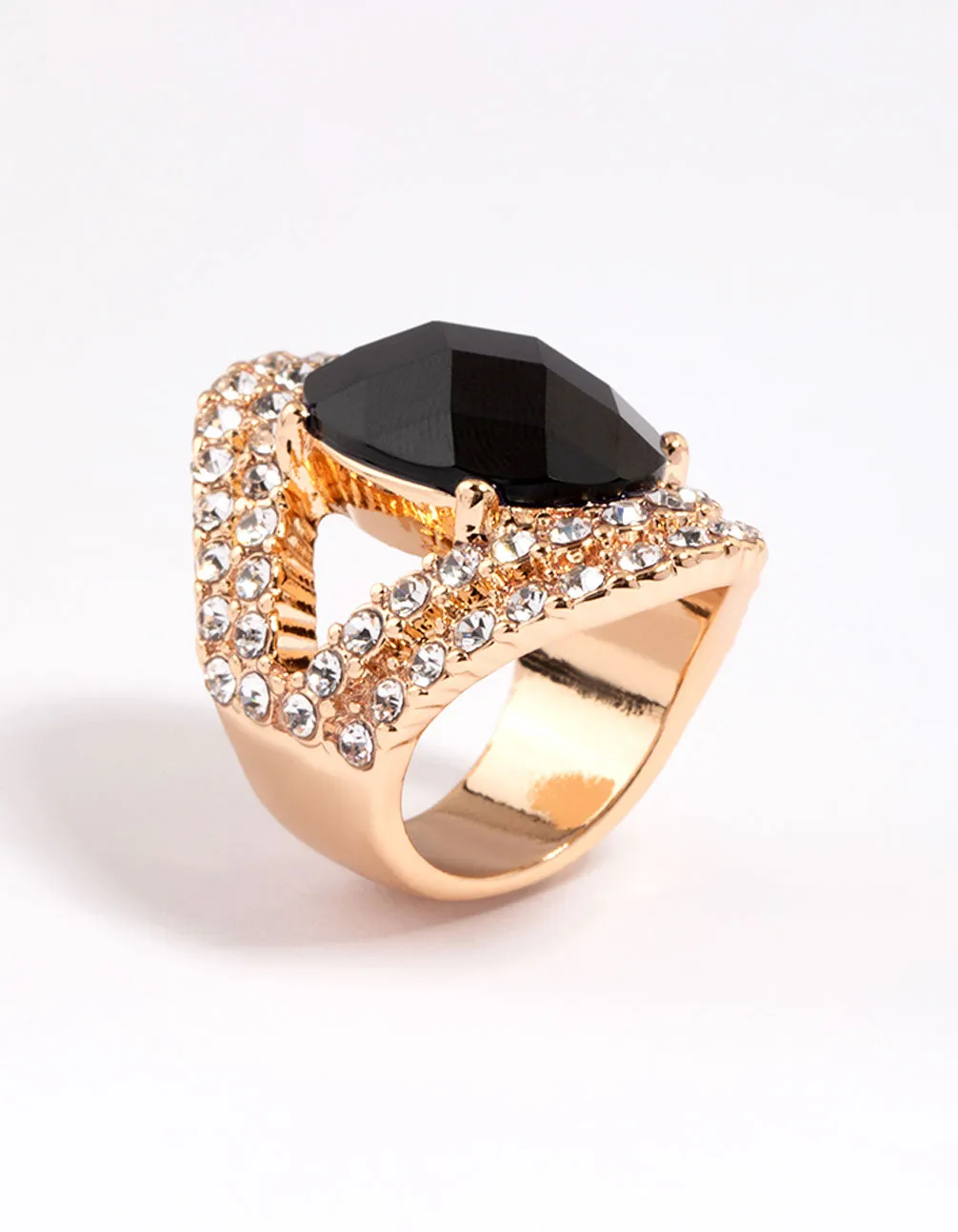 Black Elegant Oval Statement Ring