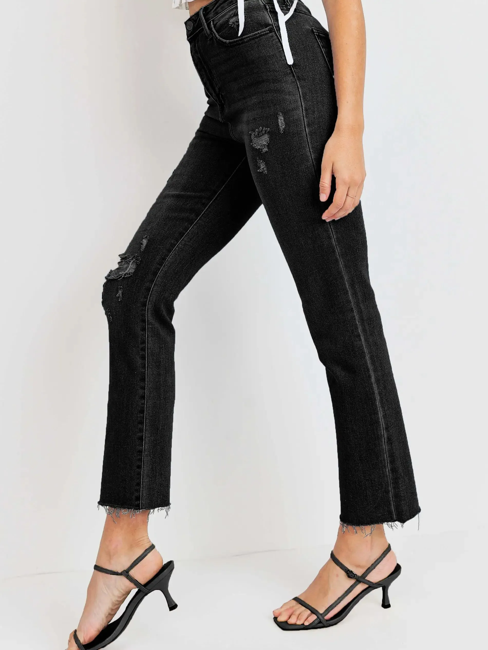 Black Wash Distressed Jeans