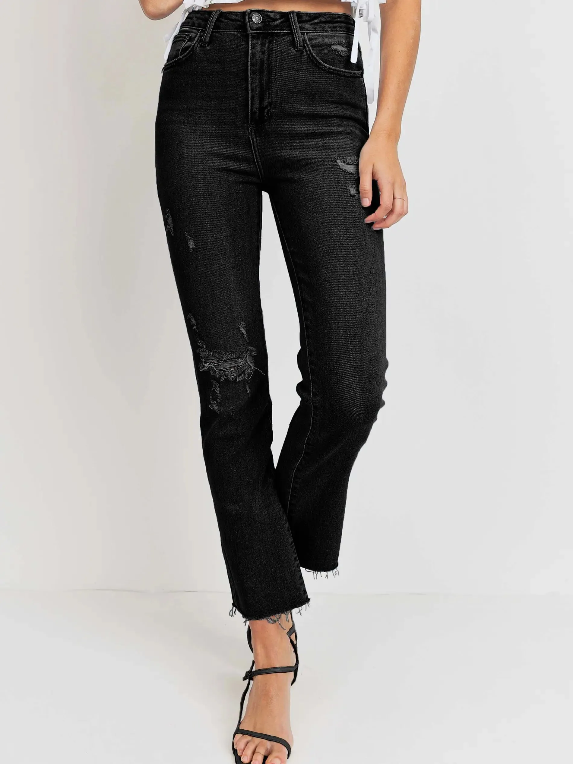 Black Wash Distressed Jeans