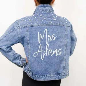 (Blue Pearl) Mrs. Bridal Denim Jacket