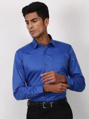 Blue Solid Long Sleeve Formal Shirt