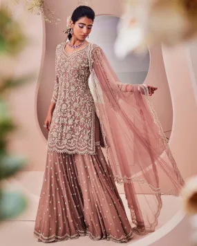 Champagne Embroidered Sharara Set