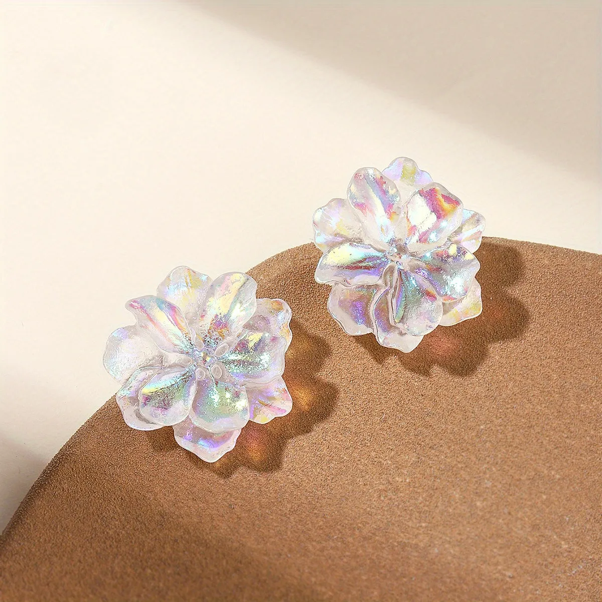 Colorful Exquisite Camellia Design Stud Earrings Sexy Cute Style Resin Jewelry Delicate Female Gift