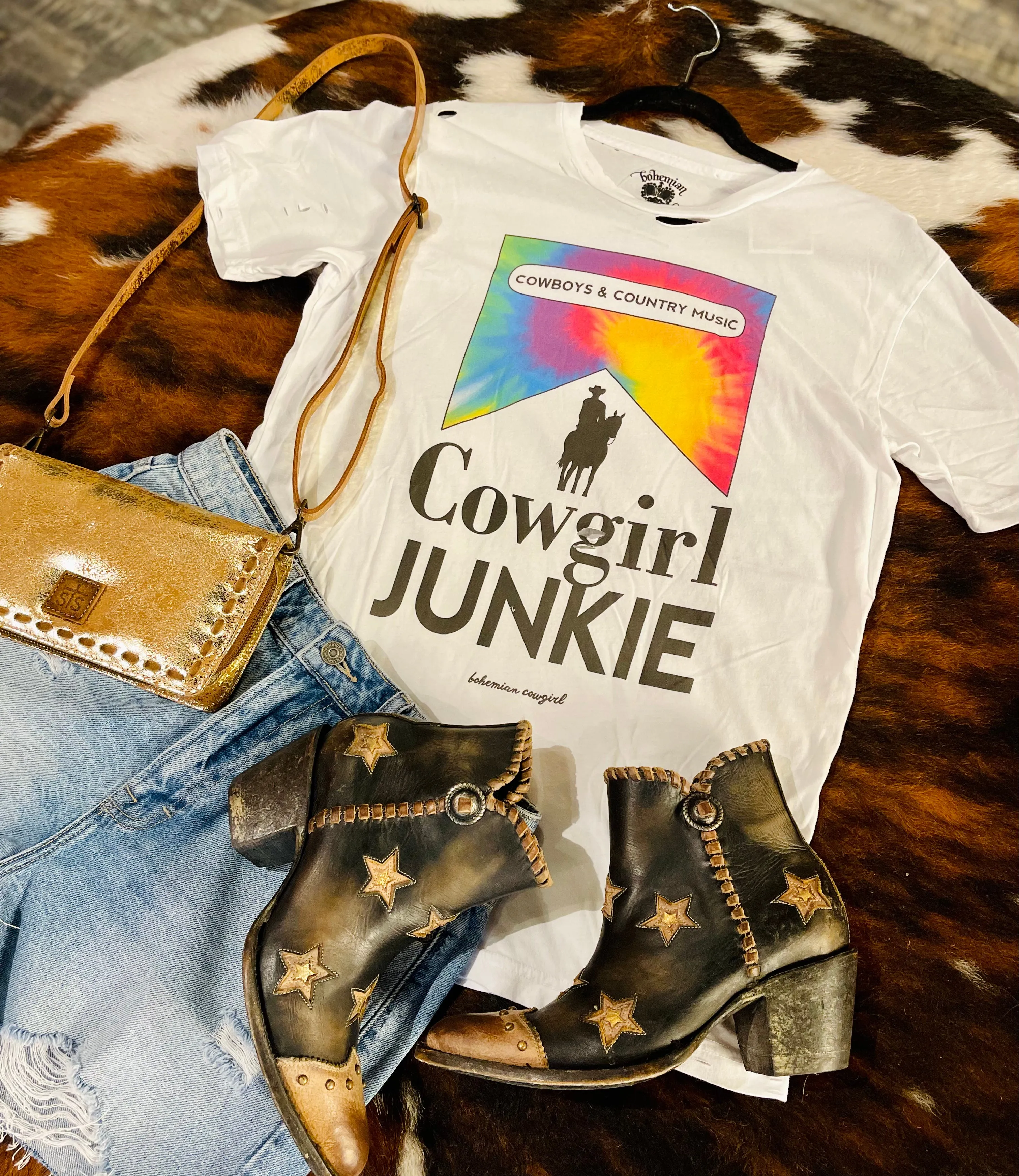 Cowgirl Junkie Distressed Tee