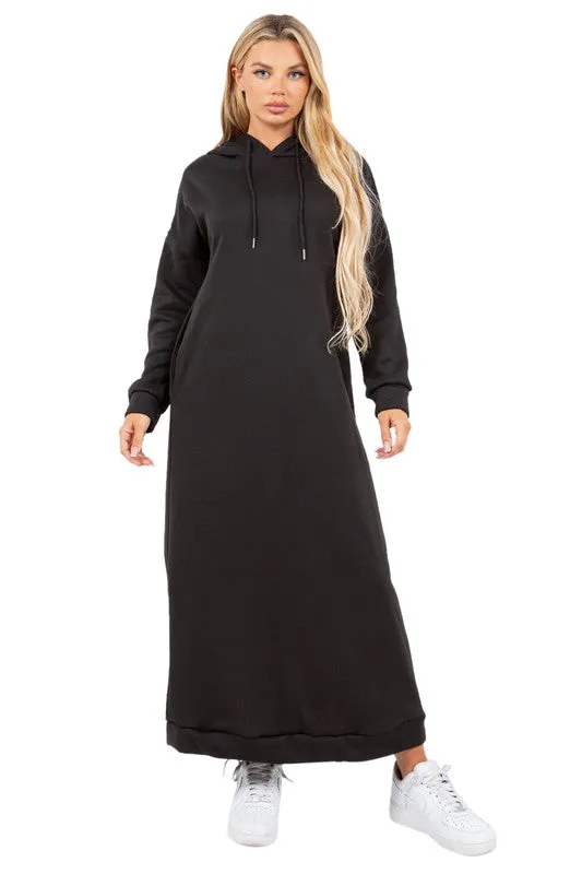 Cozy Comfy Hoody Dress- Black