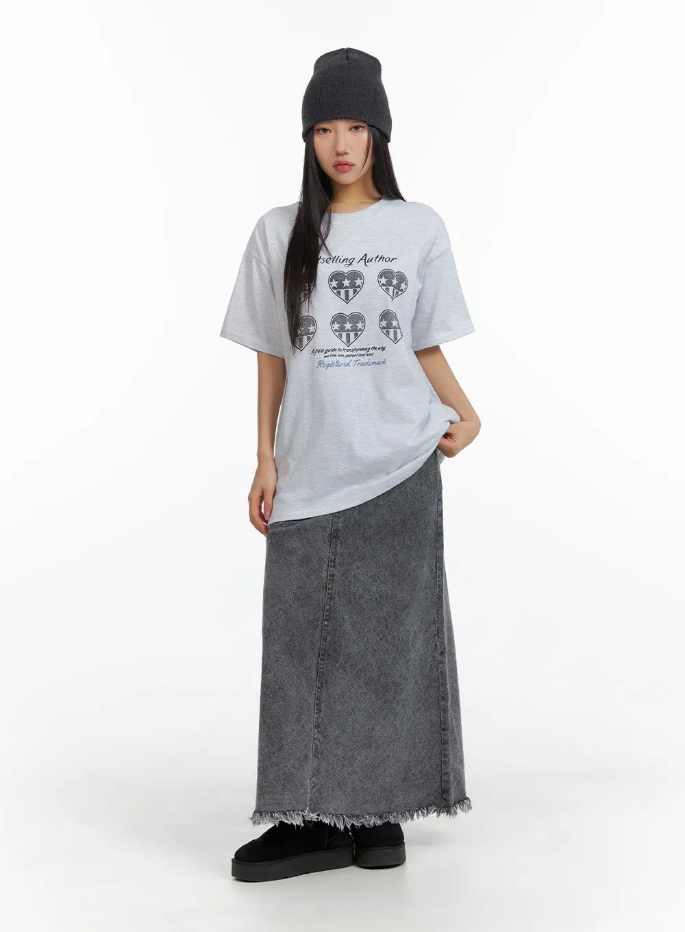 Cozy Graphic Lettering Oversized Tee CM408