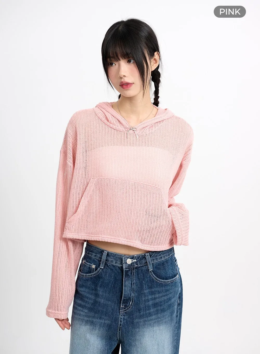 Cozy Hollow Out Cropped Hoodie CM415