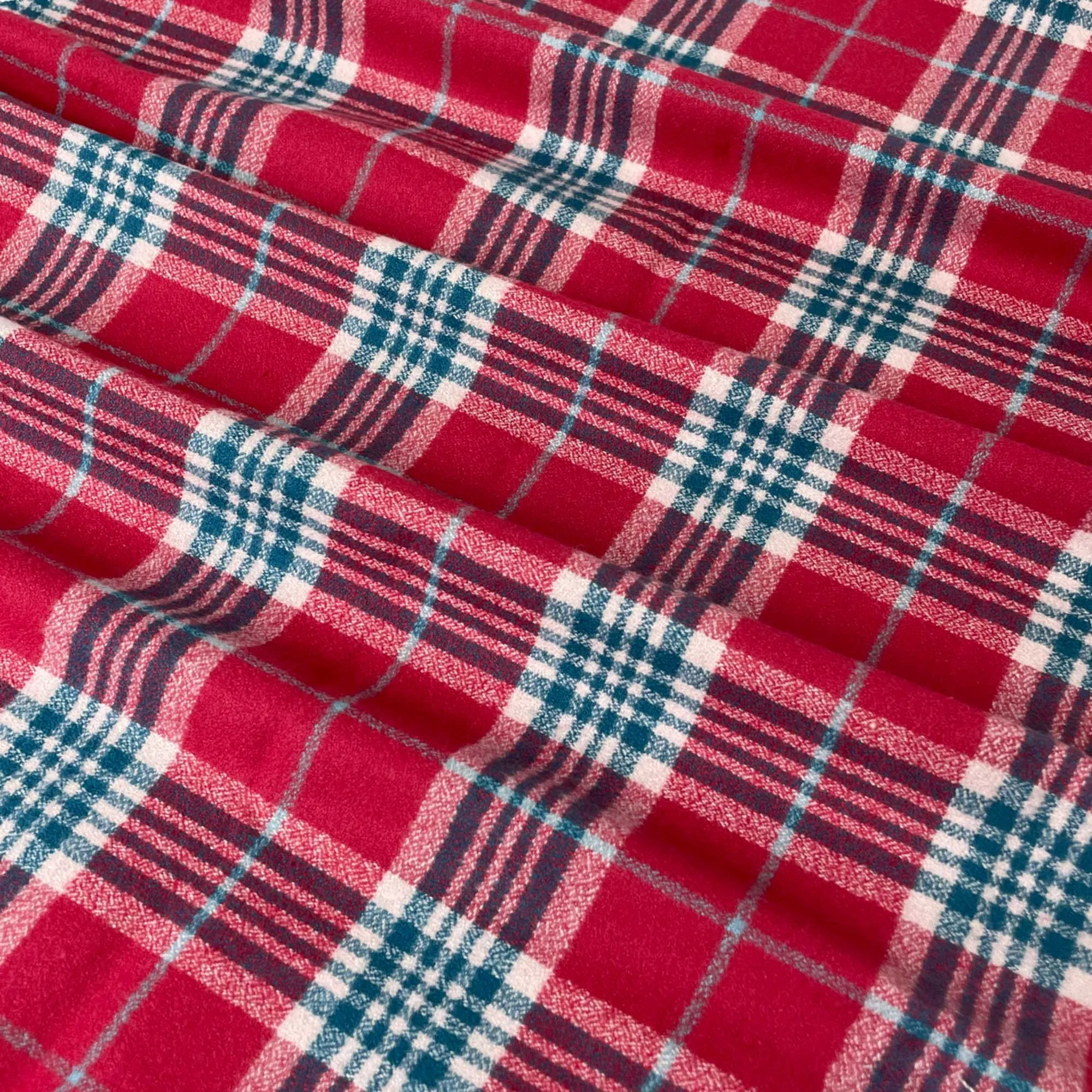 Cozy Organic Cotton Flannel in Crimson Plaid