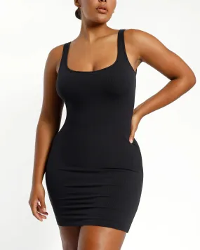 Cozy Ribbed Low-Back Shaping Dress