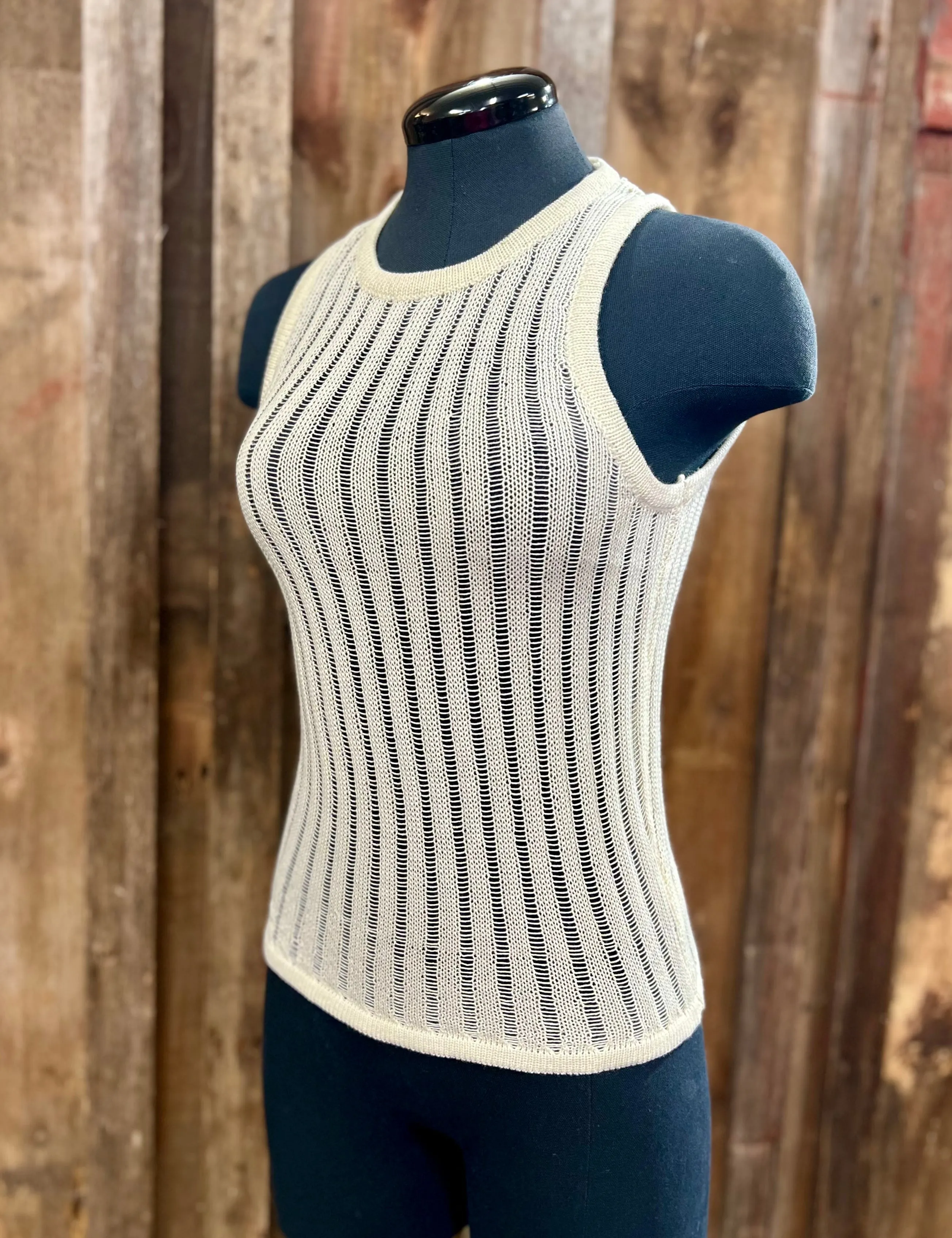 Cream Loose Knit Tank Top