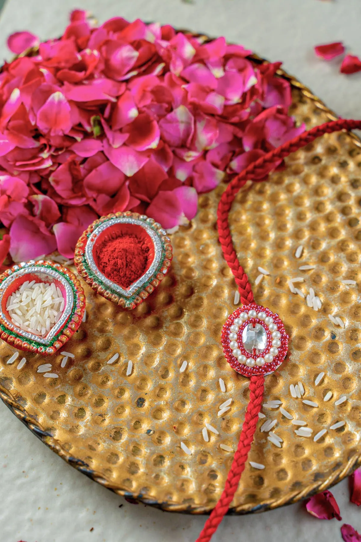 Crimson Charm Embroidered Rakhi