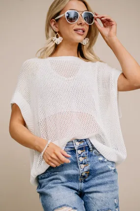 Cutting Loose Sheer Knit Top | White