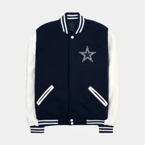 Dallas Cowboys Reversible Letterman Mens Jacket (Blue/White)