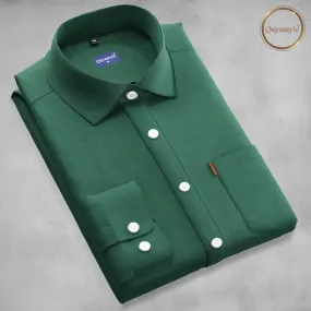 Dark Green Stylish Mens Full Slevees Solid Formal Shirt