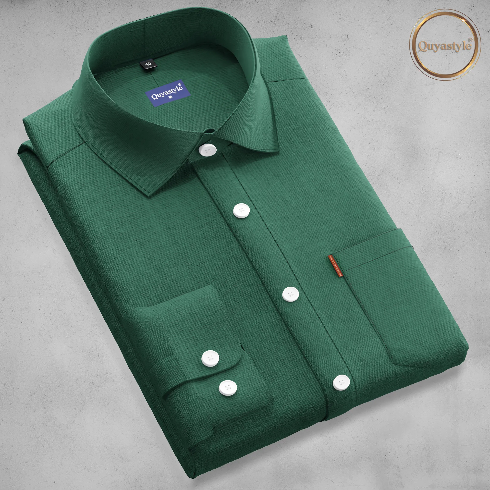 Dark Green Stylish Mens Full Slevees Solid Formal Shirt