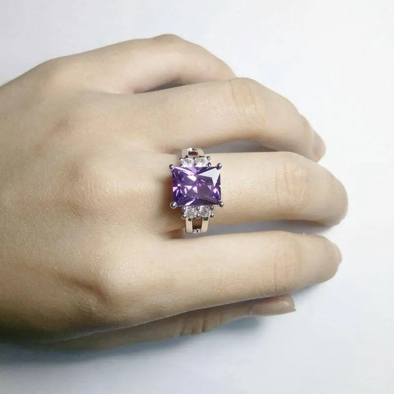 Elegant Amethyst Silver Plated Ring