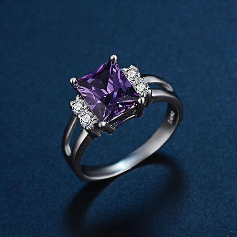 Elegant Amethyst Silver Plated Ring