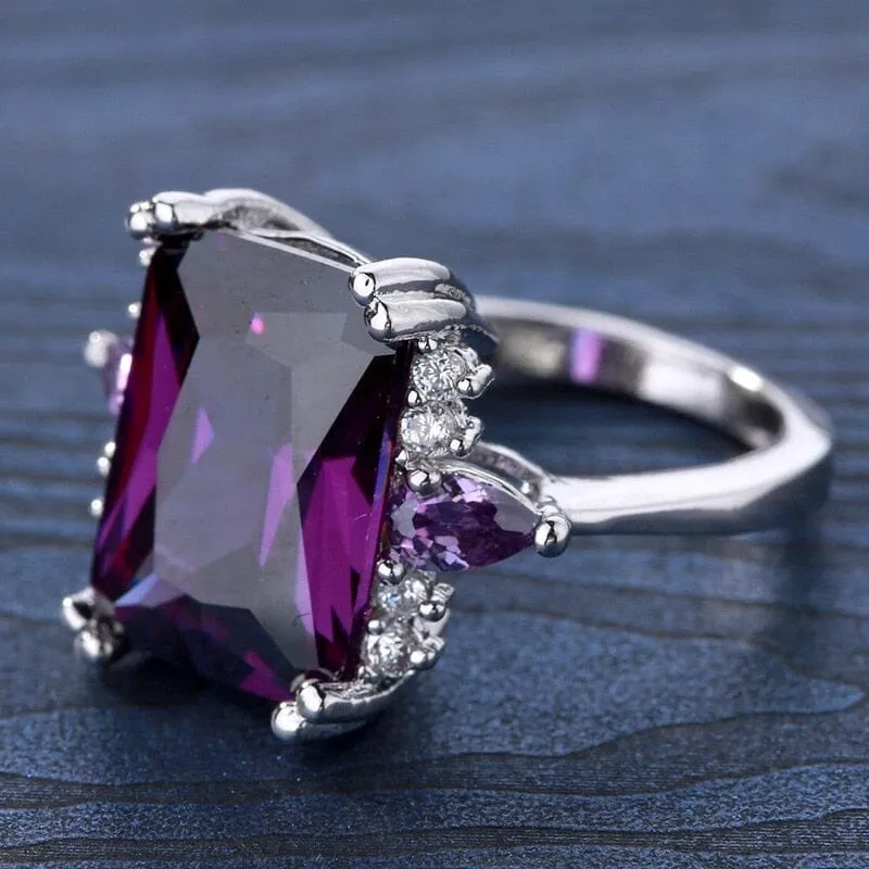 Elegant Big Amethyst Ring