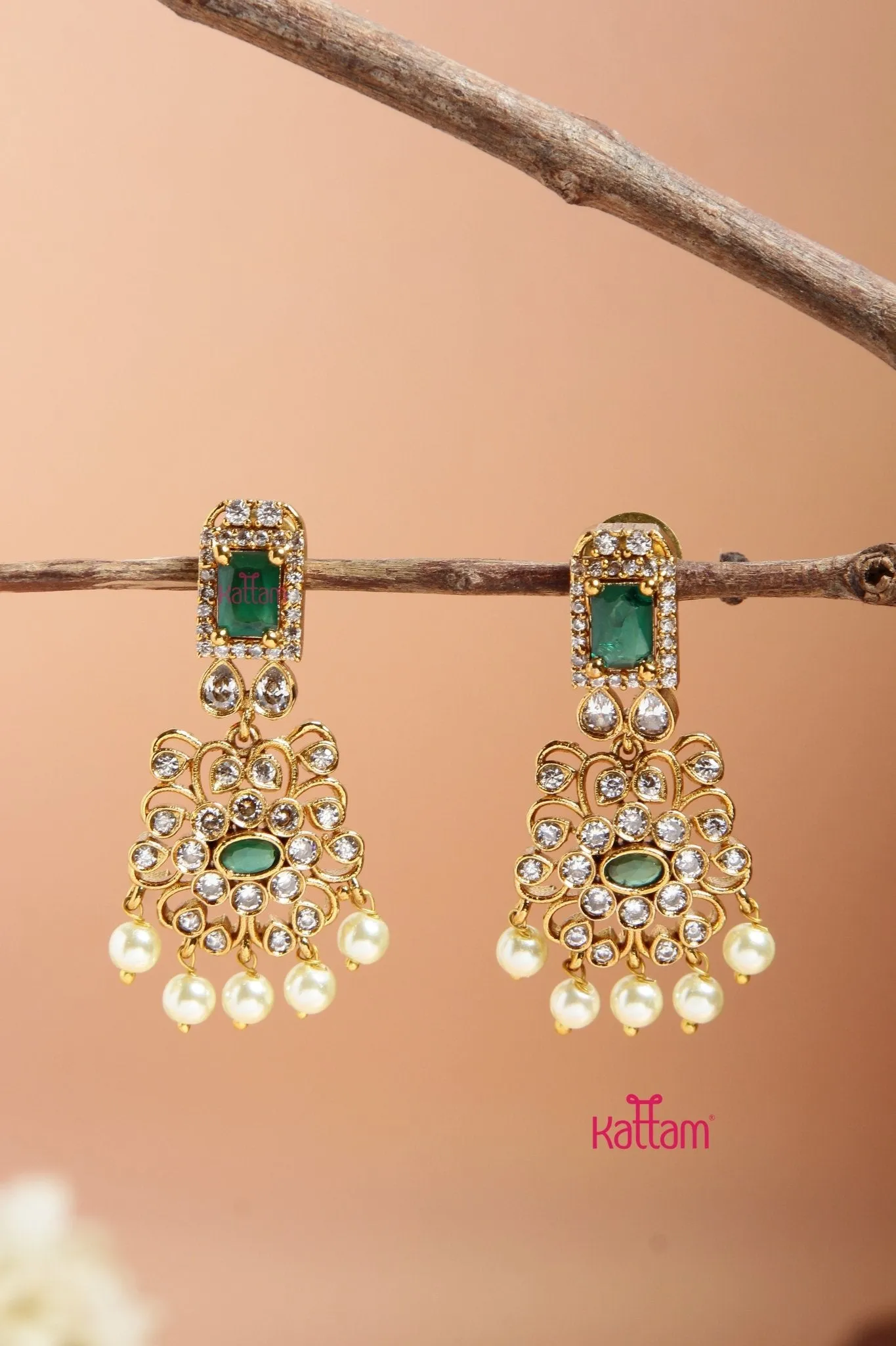 Elegant Greenstone Drop Earring