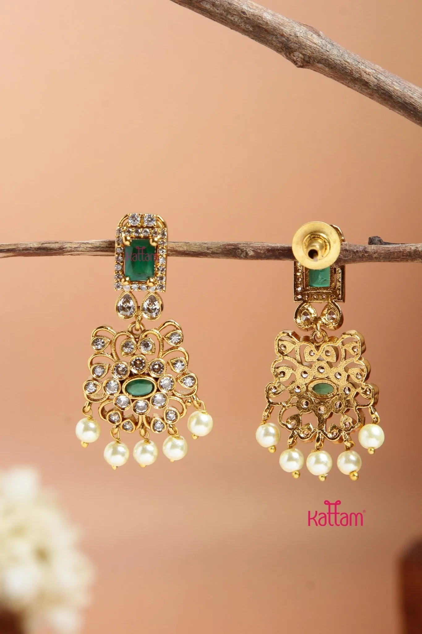 Elegant Greenstone Drop Earring