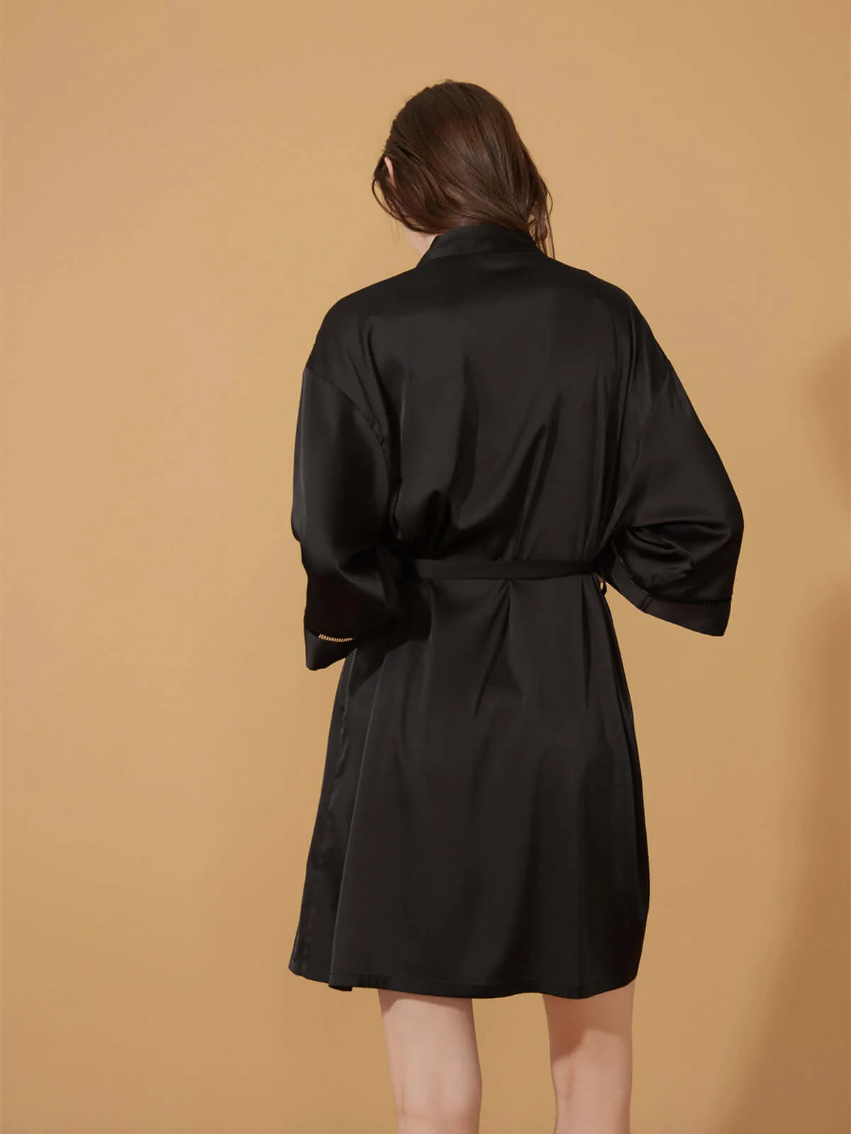 Elegant Hollow Detail Short Robe